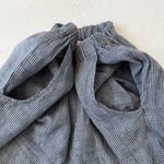 Flax linen cropped wide pants women’s navy white mini gingham size M Photo 4