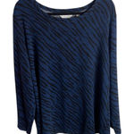 Susan Graver Size 2x Zebra Animal Print Blouse Top Blue Black Soft Stretch Photo 0