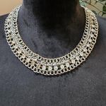 Chainmail Collar Necklace Silver Tone Rhinestone Chunky Statement Jewelry Photo 0