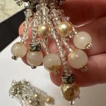 Rhinestone & Bead Beaded Dangles Clip On Earrings Photo 3