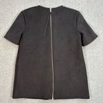 ZARA Faux Suede Black Top Exposed Back Zipper Women's Small Short Sleeve Photo 5