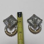 Lee Judy  Clip On Earrings Gold Tone / Silver Tone Hand Crafted Door Knocker Photo 4