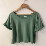 Planet Gold Vintage Olive Green Cuffed Sleeve Semi Cropped Shirt Size S GUC Photo 0