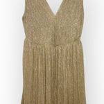 Bei Bella Gold Metallic Pleated Mini Dress NYE Holiday Party Sleeveless M Size M Photo 0