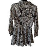 ZARA  Women's Black & White Paisley Print Long Sleeve Mini Shirt Dress S *no belt Photo 4