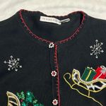 Victoria Jones Vintage  Holiday Christmas Santa Claus Sled Sweater Cardigan - S Photo 4