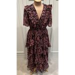 Hale Bob Jade Lurex Jacquard Tiered Dress Floral Romantic Bohemian Cottagecore Photo 2