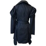 Ariella Black Collared Puff Sleeve Trench Coat Jacket Size L Photo 13