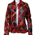 Anu Jacket Size Small Velvet Patchwork Red Silk Wool Quilted Colorful Vintage Photo 0