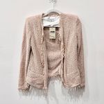 IRO Shavani Classic Long Sleeve Fringe Open Front Jacket Tan Women's Size 36 Photo 2