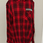 Dear John  Red and Black Plaid Women's Button Down Shirt Photo 0