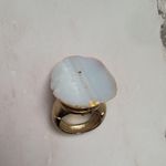 Vintage Agate Gold Tone Copper Adjustable Ring 6 Photo 8