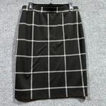 Monteau Pencil Skirt Womens XL Black Windowpane Check Rayon Stretch Knee Length Photo 5