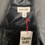 Open Edit  coat black long trench puffer pockets snap button down closure 4X NEW Photo 2