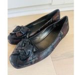 Stuart Weitzman Camo Print Flats Black Brown Size 7 Bow Classic Minimalist Photo 0