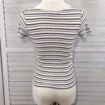 Hollister Baby Tee Cropped Stretchy Ribbed V Neckline Striped-Small Photo 2