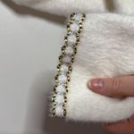 Snowflake Ivory ladylike Knit Jacket gold thread trim Size L / XL White Photo 4