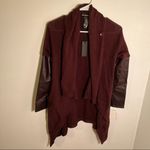 BLANK NYC Faux Leather Trim High Low Cardigan Permanent Marker Photo 2