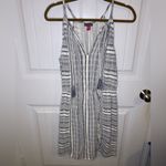 Vince Camuto Gray Jacquard Stripe Cinched Drop Waist Dress Photo 2