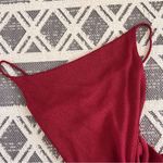 Vintage Y2K RAVE shiny red drape front spaghetti strap‎ dress Photo 4