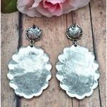 None Silver Tone Western Cowgirl Conch Dangle Drop Earrings Statement 3" Photo 5