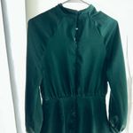 Lulus Delightful Endeavor Emerald Green Satin Long Sleeve Mini Dress Photo 4