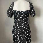 Urban Outfitters  black and white polka dot ruched corset dress with puff sleeves Photo 3