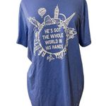 He’s Got the Whole World in His Hands Canvas Blue T Photo 0