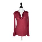 Lucky Brand Embroidered Top Womens XS Flare Sleeve BOHO Festival Woven Blouse Photo 3