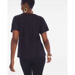Chico's Womens Chico’s  Black Pinstripe Ponte Knit Tee Shirt Top - Sz 2 ( L ) Photo 1