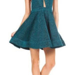 Luxxel  Sz S Women's Blue‎ Sparkle Halter Open Back Flared Skirt Dress NWT Photo 0