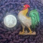 JJ Jonette Jewelry Vintage Rooster Brooch Pin Pewter Signed Painted Farm Country Photo 1