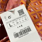 ZARA NWT  HIGH RISE FLARED JACQUARD PANTS ORANGE MULTI LARGE Photo 7