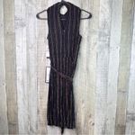 Flaw/City Studio XXS Metallic Pin Striped Black Sheath Dress Tulip Style Bottom Photo 2