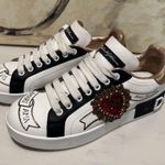 Dolce & Gabbana  calfskin portofino embroidery Embellished Sneakers Photo 3