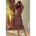 MISA Los Angeles Yanira Midi Puprple Yellow Floral Ruffle Dress Size XS Photo 2