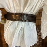 Guess DARK BROWN THICK FAUX LEATHER STATEMENT BELT W/RHINESTONE ACCENTS (L) Photo 3