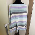 Torrid  Knit Stretch Boat Neck Purple Blue White Stripe Sweater Pastel Spring 1X Photo 3