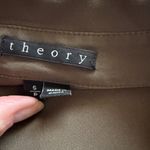 Theory silk olive green long sleeve collared button down sheer blouse women's S Photo 6