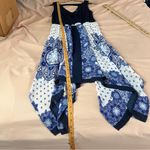 Venus  Navy White Chiffon‎ Asymmetrical Handkerchief Midi Dress Cutout Tie Front Photo 11