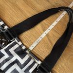 Kipling  Geometric Print Large Tote Bag Purse Keychain Black White Photo 7