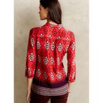 Anthropologie Maeve Woodland Walk Red Purple Button up Shirt Sz 8 festival boho Photo 1