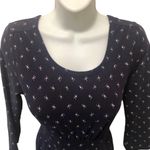 L.L.Bean Empire Empire Waist Knit Printed Dress XS Navy Easy Wear Minimalist Photo 3