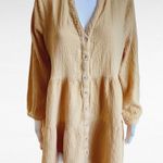 Entro Mustard Crinkle Tiered Long Sleeve Tunic Mini Drezs Size Large Photo 1