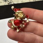 Giusti Tack Lapel Pin Gold Tone Christmas Holiday Dog In Santa Claus Suit & Hat Photo 1