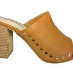 Diba True NWOT Women’s Twin Crest Leather Heeled Mules Tan Size 8 Photo 5