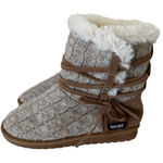 Muk Luks Clementine Taupe Brown Sweater Winter Boots Women's Size 9 Warm Tie Photo 0