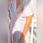 Blue Rain  Pink and Blue Puff Sleeve Wrap Romper Photo 0