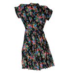 Vintage 80s Nina Piccalino Floral Button Down Shirt Dress Size 6 Black Photo 4