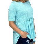 Free People Turquoise Blue Short Sleeve Tunic Dress Photo 0